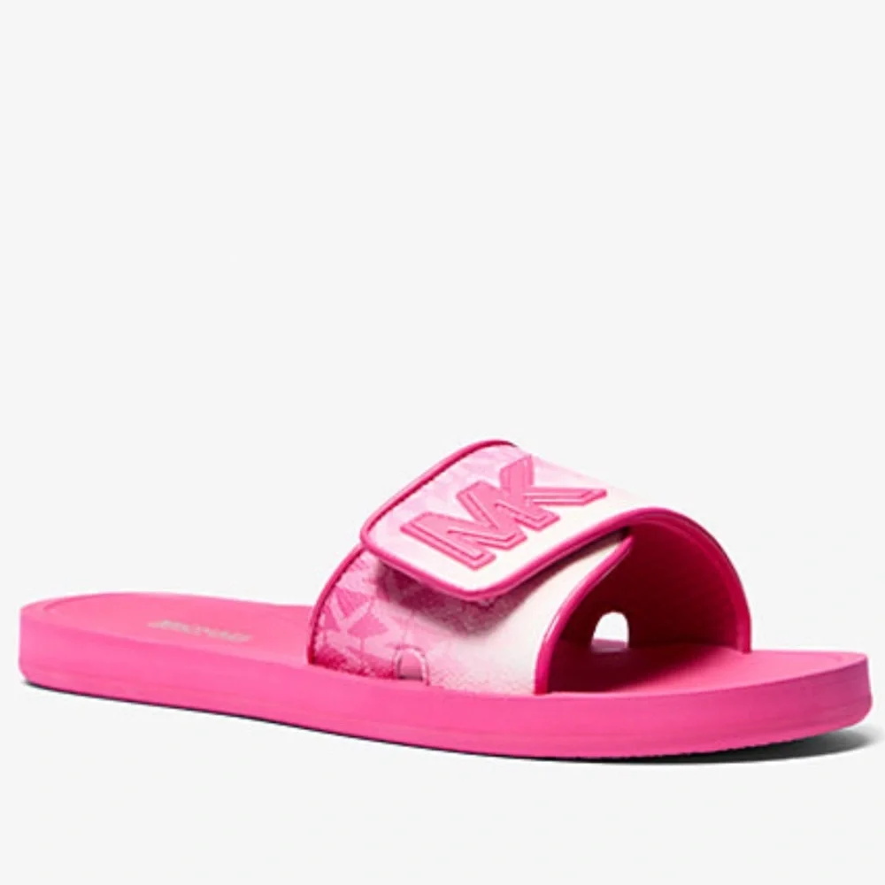 MICHAEL KORS Palmer Ombré Signature Logo Slide Sandal Dragonfruit NWT